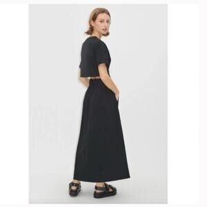 ME+EM Gather Back Maxi T-Shirt Dress in Black Sz 8